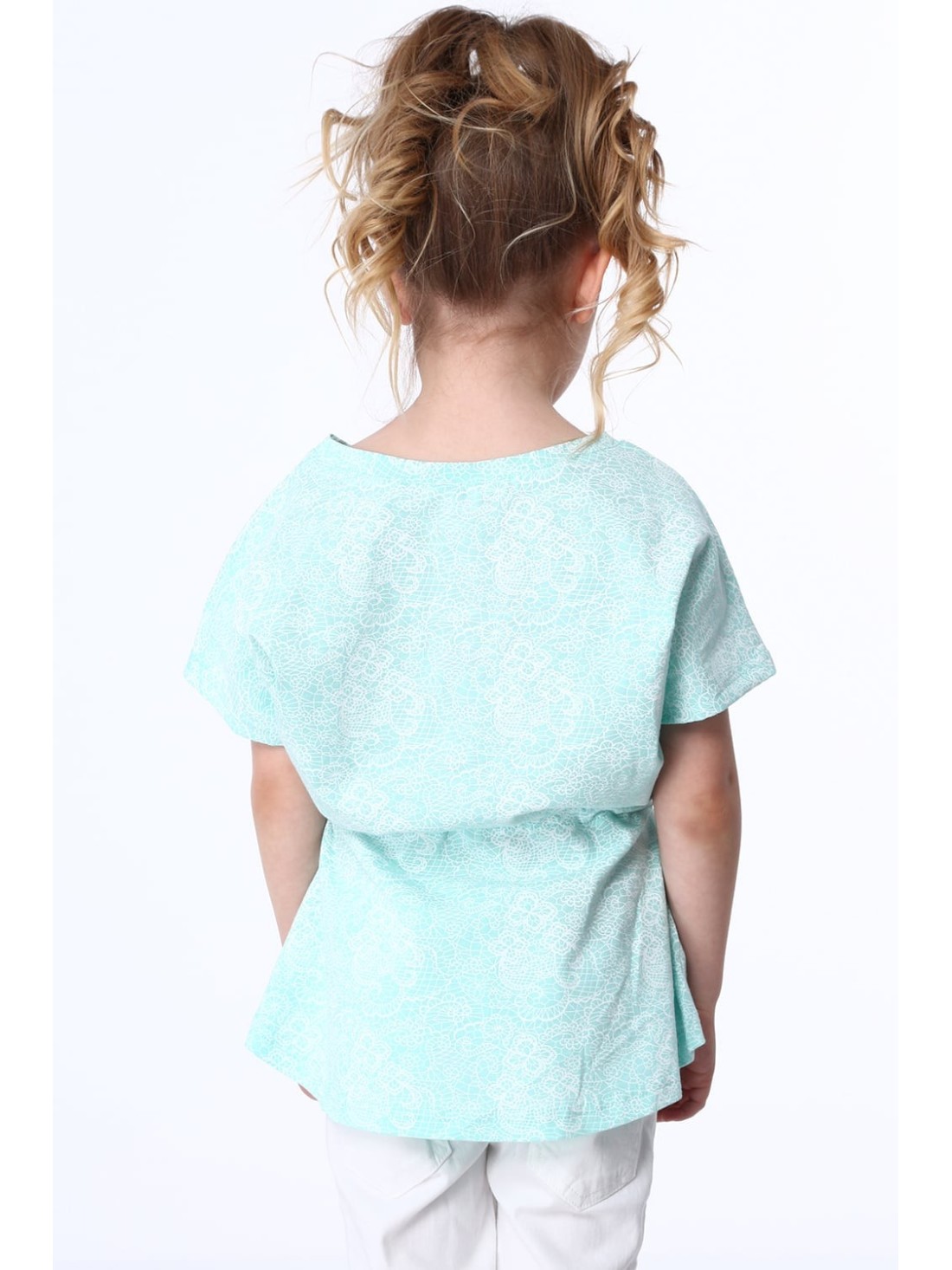 Bluza fetita cu cravate, alba si menta NDZ8200 - Magazin online - Boutique